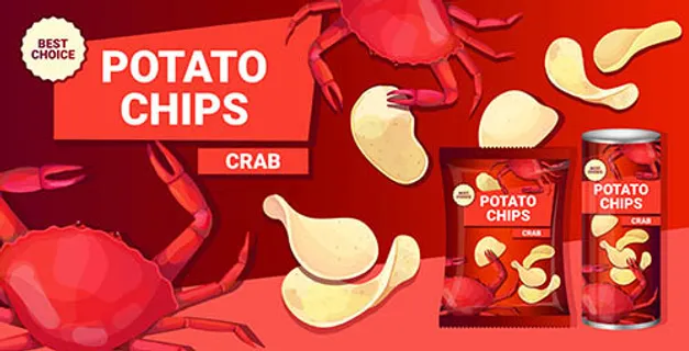 口味薯片包装效果主题矢量素材