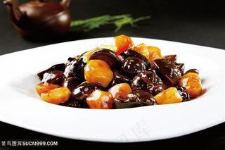 板栗烧香菇传统餐饮美食高清菜谱用图摄影