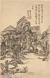 清代王原祁山水图册溪山秋霁图国画图片 清代王原祁山水图册溪山秋霁图国画图片