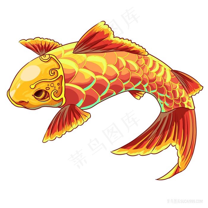 金色锦鲤png手绘图片