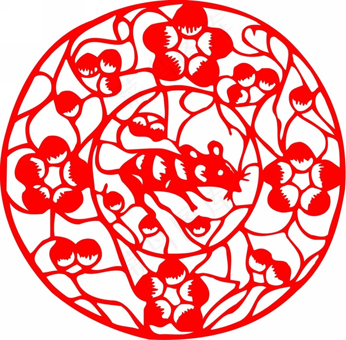 剪纸鼠生肖图片