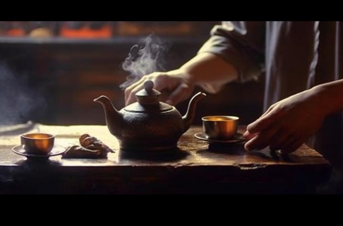 泡茶实物场景摄影背景