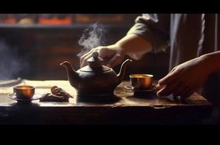 泡茶实物场景摄影背景