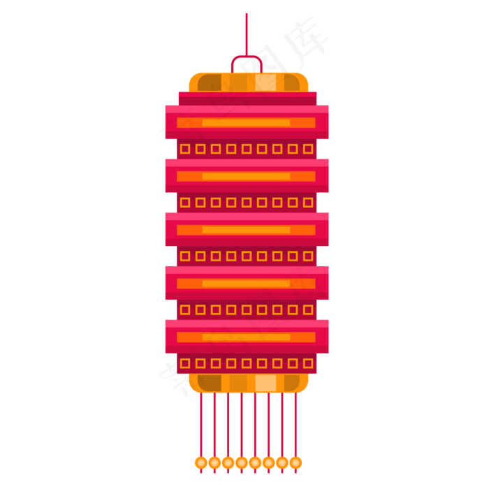 中国风 手绘 卡通元素 传统 复古红 灯笼装饰 PNG 免抠 