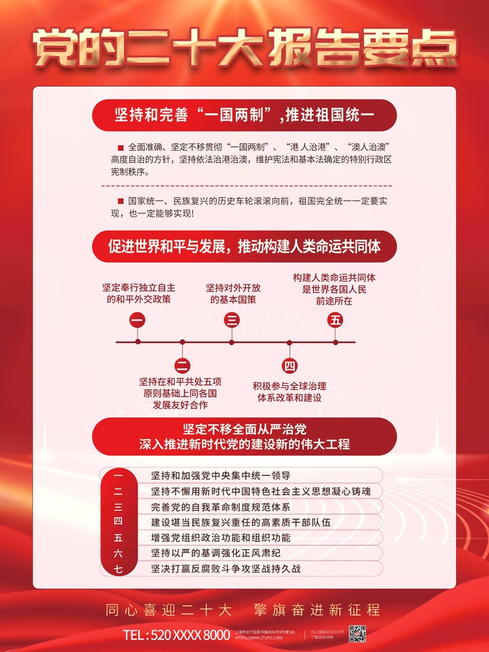红色大气党建风二十大报告解读宣传系列海报