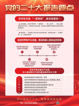 红色大气党建风二十大报告解读宣传系列海报