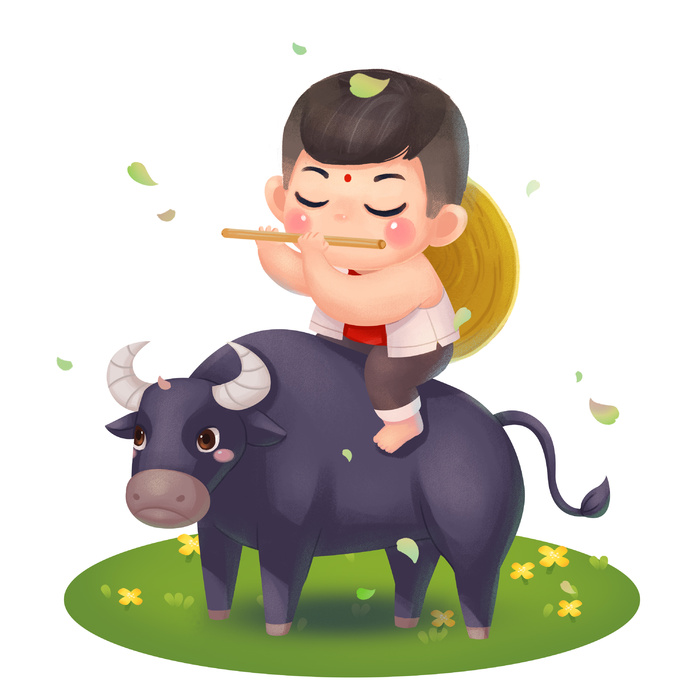 清明清明节可爱牧童和牛psd模版下载