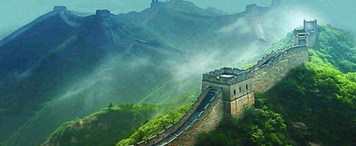 中国风长城连绵不断山脉庄严