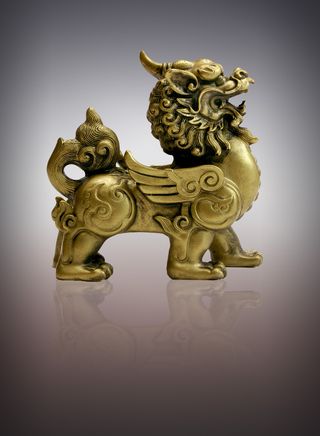  金麒麟中国龙狮子雕塑