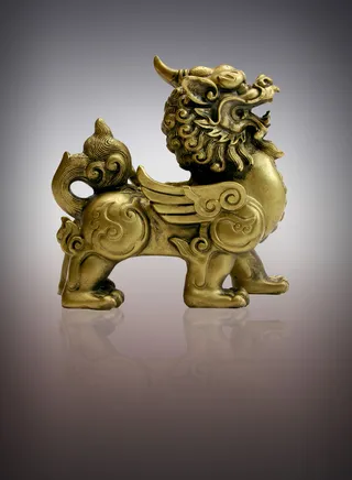  金麒麟中国龙狮子雕塑