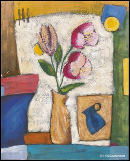 静物水彩花卉花瓶插画