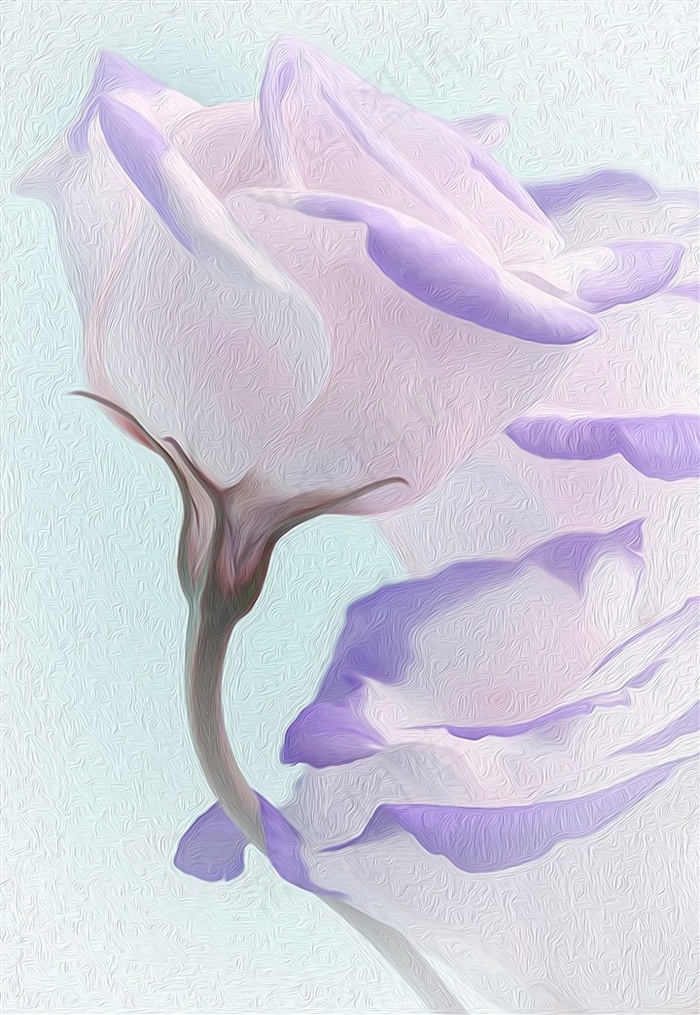 紫玫瑰清雅油画
