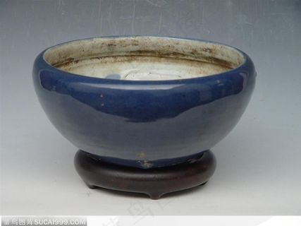 中华传统工艺-蓝色圆形花盆