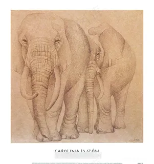 素描大象高清艺术画