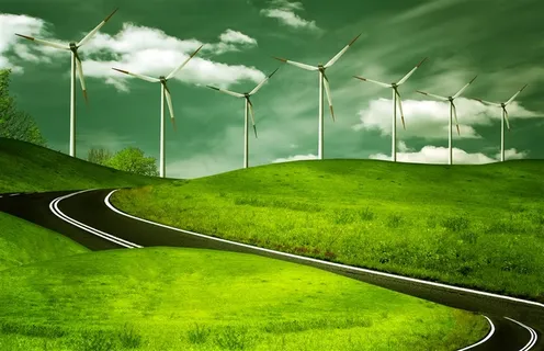 草地上的风车景色素材