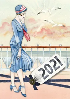 2021新年水彩插画图片 2021新年水彩插画图片