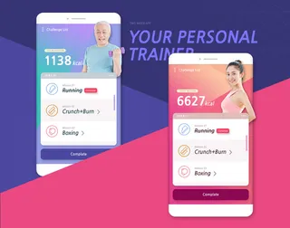 UI多页面包装展示手机APP交互界面样机长图概念PSD设计模板
