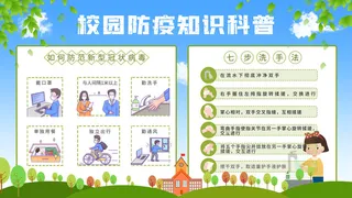 蓝色新冠肺炎校园防疫抗疫展板