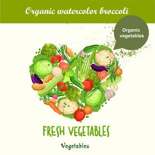 蔬菜设计矢量素材卡通食物新鲜绿色蔬菜