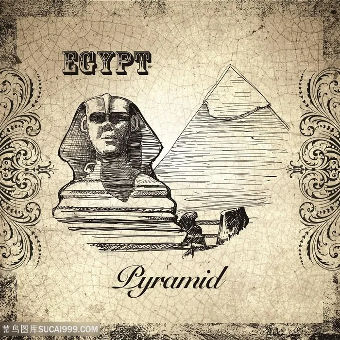 素描埃及法老 艺术建筑装饰画