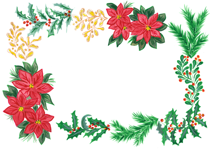 圣诞节, 装饰品, 框架, 的边缘, 冬青, 一品红