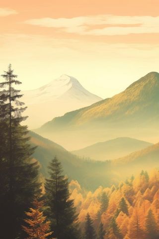 黄昏渐变从林意境雾气节气海报背景