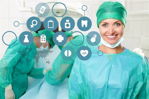 手术室医生与信息图标素材