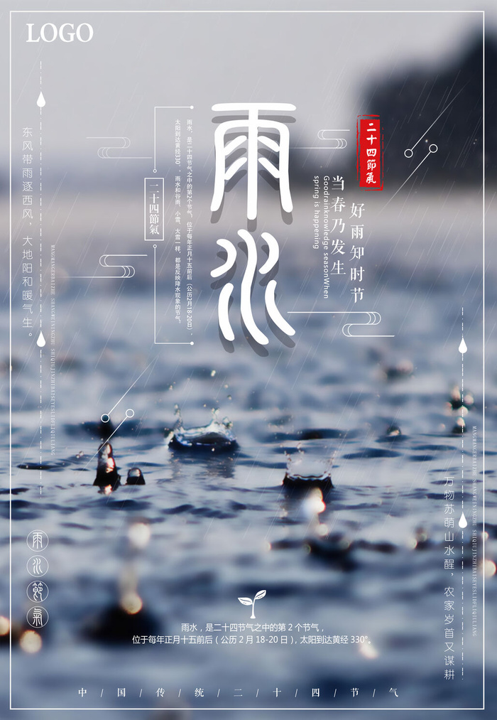 二十四节气雨水雨水雨水海报