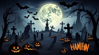 万圣节南瓜蝙蝠城堡恐怖夜晚插画背景