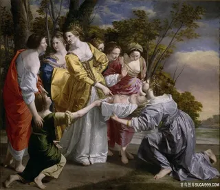 从水里救出来的摩西的西提尼斯基奥拉齐奥罗米油画图片