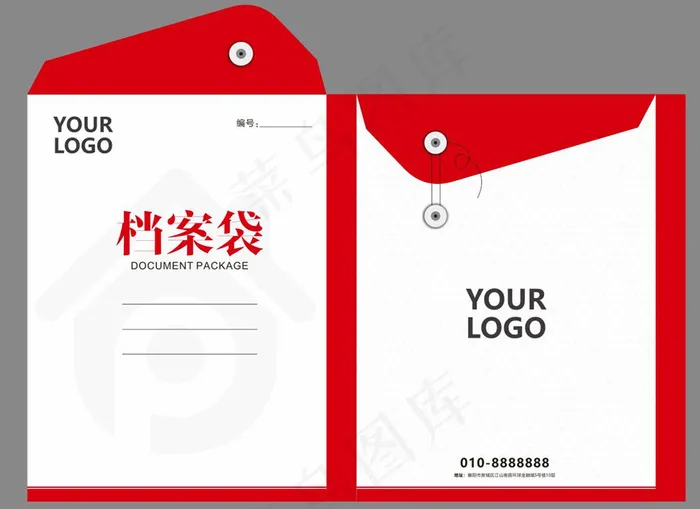 红色简约档案袋设计模板cdr矢量模版下载