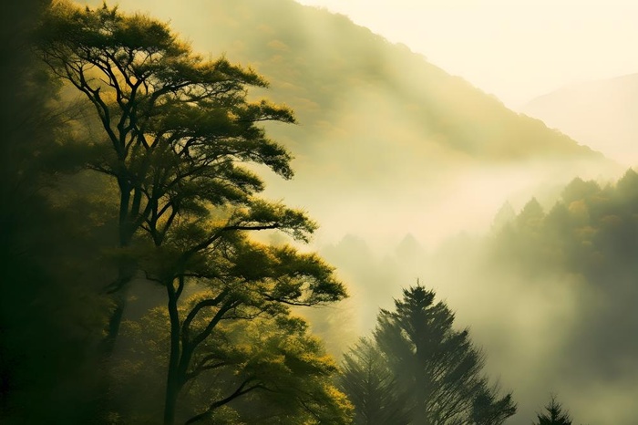 丛林树木黄色意境背景(3600x2400)