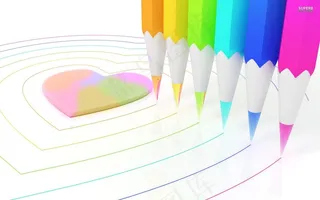 五彩的画笔画心