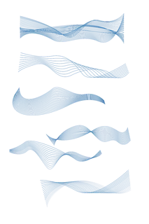 蓝色多种波纹渐变线条科技电商免抠png