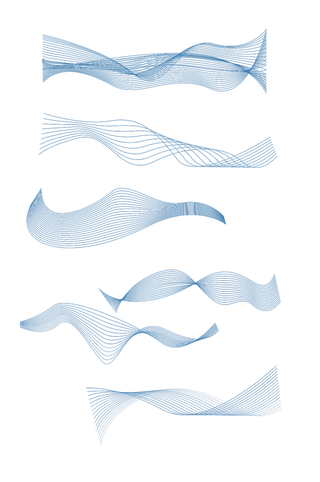 蓝色多种波纹渐变线条科技电商免抠png