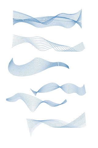 蓝色多种波纹渐变线条科技电商免抠png