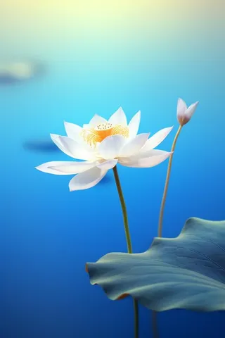 蓝色简约大气荷花意境背景