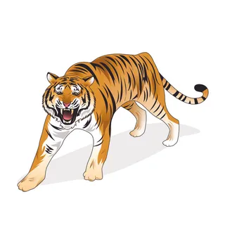 手绘国潮虎年卡通白虎老虎形象插画装饰元素AI设计素材png免抠图