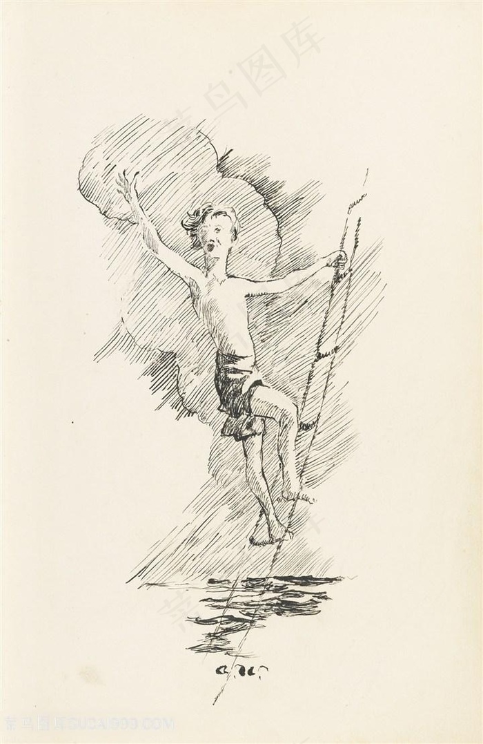 安德鲁怀斯手绘素描人物艺术装饰画