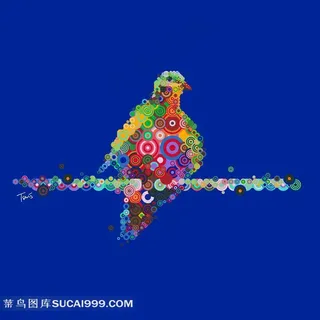 创意圆点组合鸟形象图片