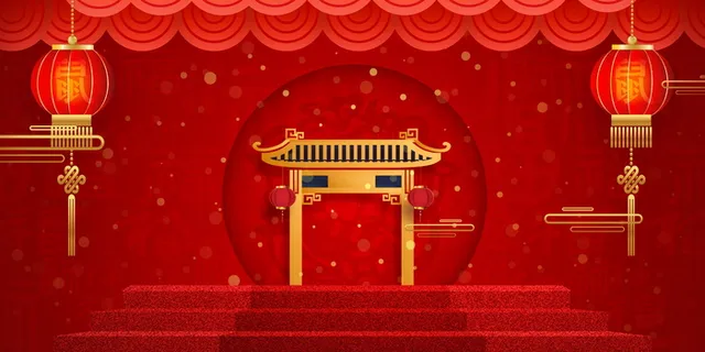 2022虎年新年春节卡通模板喜庆节日背景