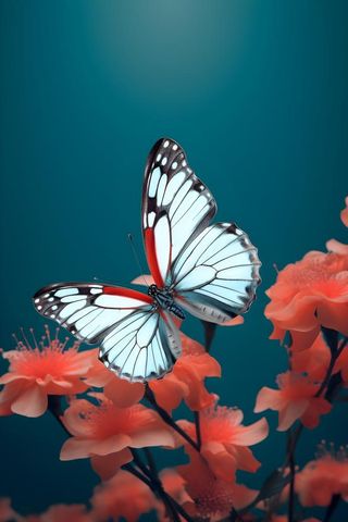 红花蝴蝶质感背景