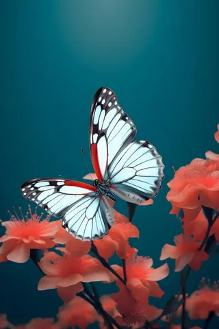 红花蝴蝶质感背景