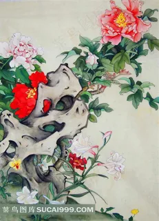 牡丹百合工笔画素材图片