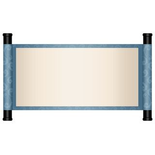 复古中国风卷轴元素手绘画轴文本标题框PSDAI素材模板png免扣图