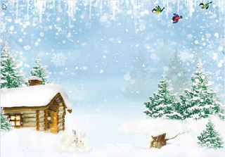 圣诞节蓝天白色风景背景墙