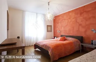 卧室吊灯壁灯家具室内摄影高清图片