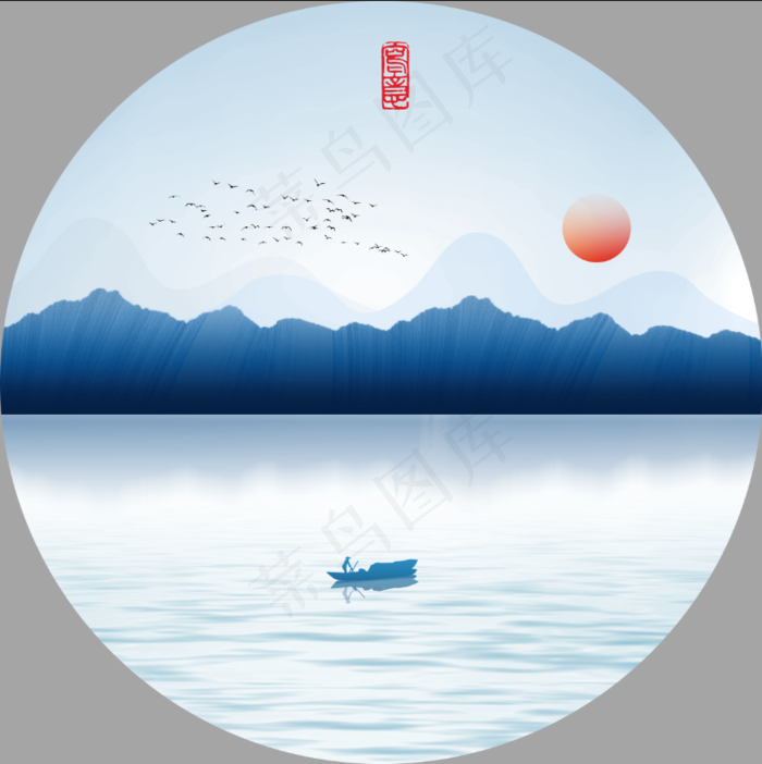 中国风山水花鸟日出帆船鸿运当头客厅卧室玄关画酒店装饰画壁画挂画