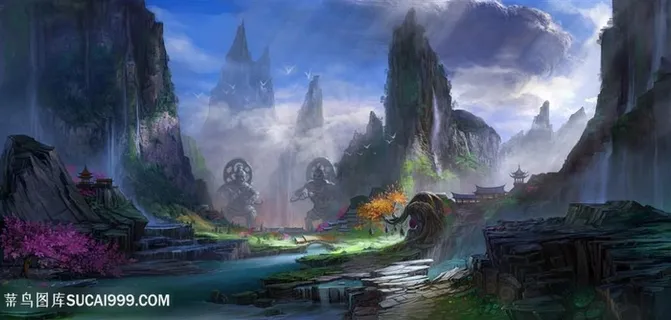 天工石像中国风CG原画图片 天工石像中国风CG原画图片