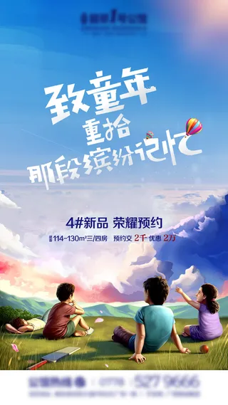 61六一儿童节创意活动宣传节日促销H5手机长图海报PS设计素材模板